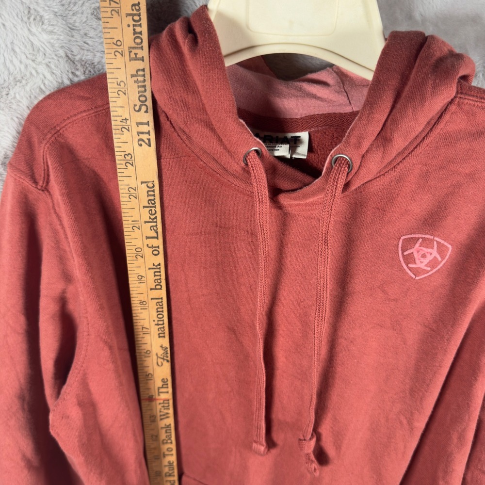 Ariat Real Womens Hoodie Small Red Clay Pullover Logo Sleeve Fleece Sweatshirt‎ - Picture 5 of 10